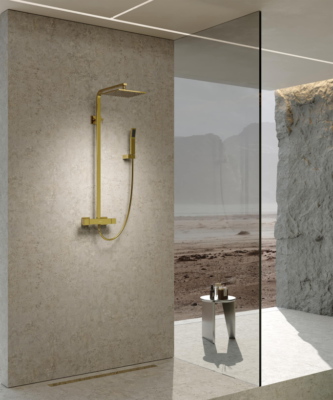 Thermostatische Duschsäule gold modern – Sirius
