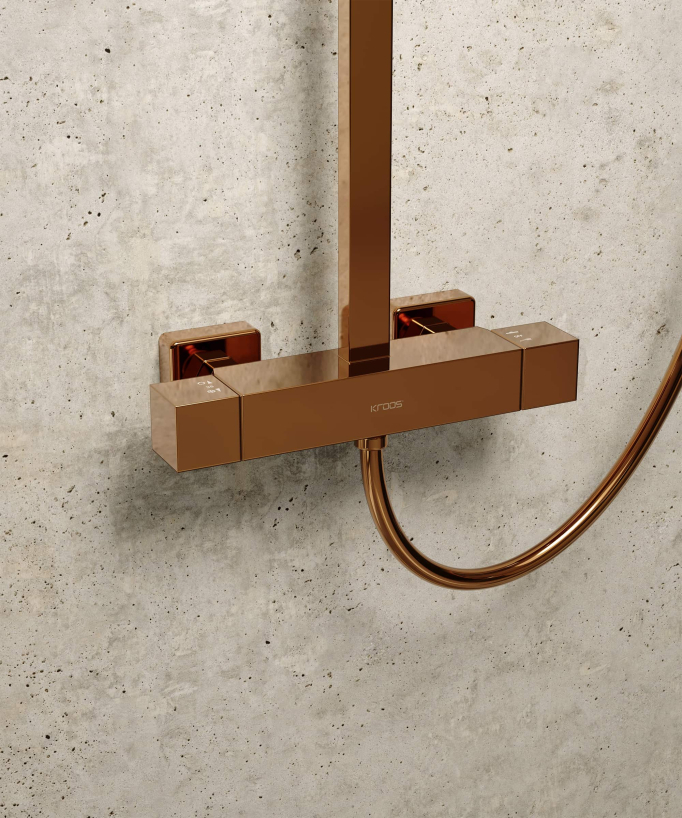 Thermostatische Duschsäule Roségold modern - Sirius