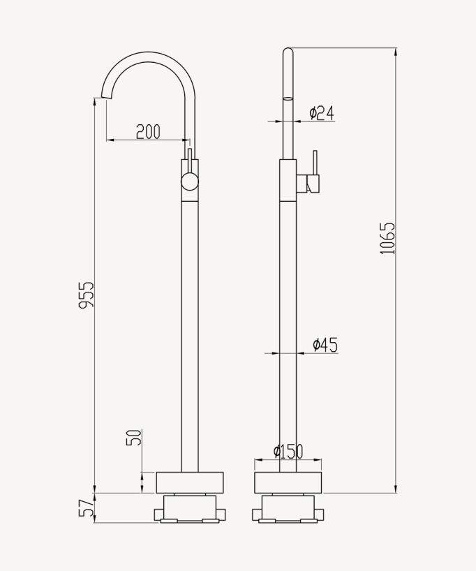 Standarmatur Badewanne Gun Metal – Corbeau