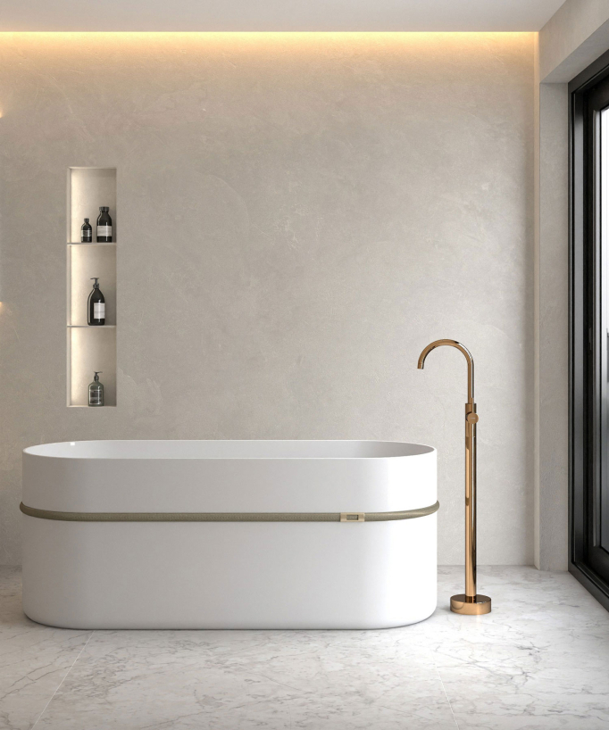 Einhebel-Badewannenarmatur Standmodell Rosegold - Corbeau