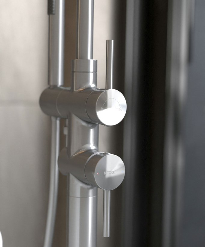 Standarmatur Badewanne mit Handbrause Nickel gebürstet - Corbeau