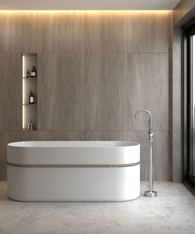Standarmatur Badewanne mit Handbrause Nickel gebürstet - Corbeau
