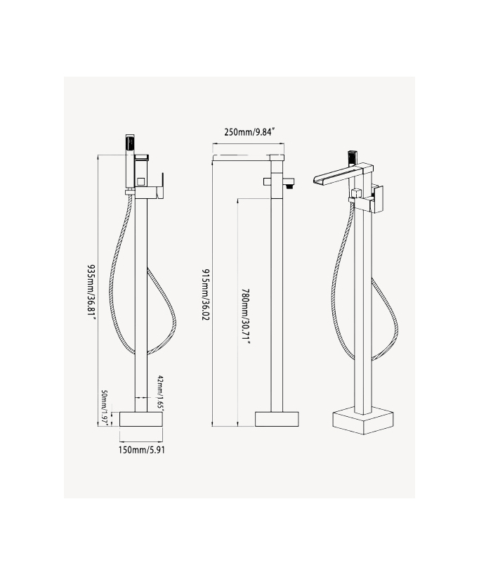 Stand-Badewannenarmatur Einhebel Chrom – Alnair