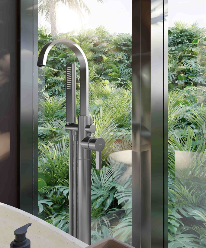 Standarmatur für Badewanne & Dusche, Gun Metal - Fiumina