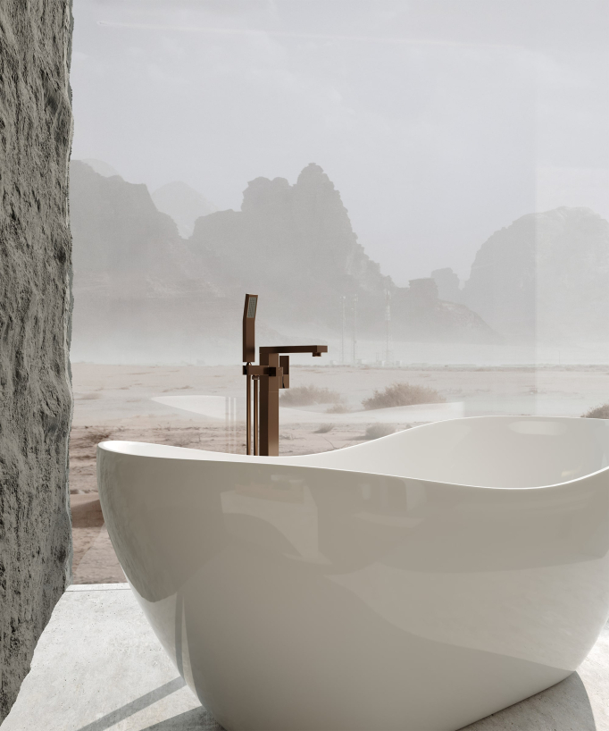 Standarmatur Badewanne Einhebel, gebürstetes Roségold - Sirius