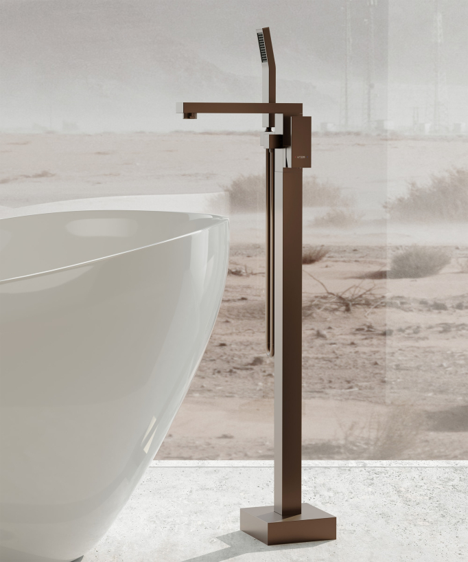 Standarmatur Badewanne Einhebel, gebürstetes Roségold - Sirius