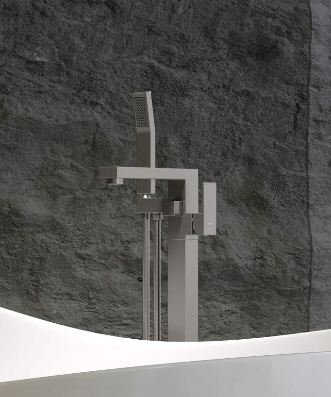 Stand-Badewannenarmatur Nickel gebürstet - Sirius