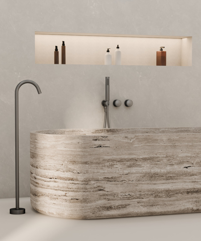 Stand- und Unterputz-Badewannenarmatur Gun Metal - Leros