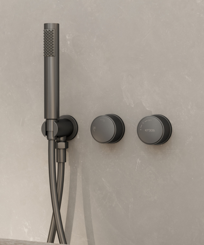 Stand- und Unterputz-Badewannenarmatur Gun Metal - Leros