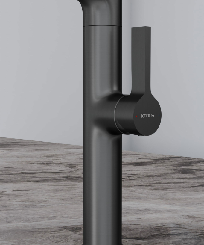 Moderne Küchenarmatur mit Brause – Gunmetal