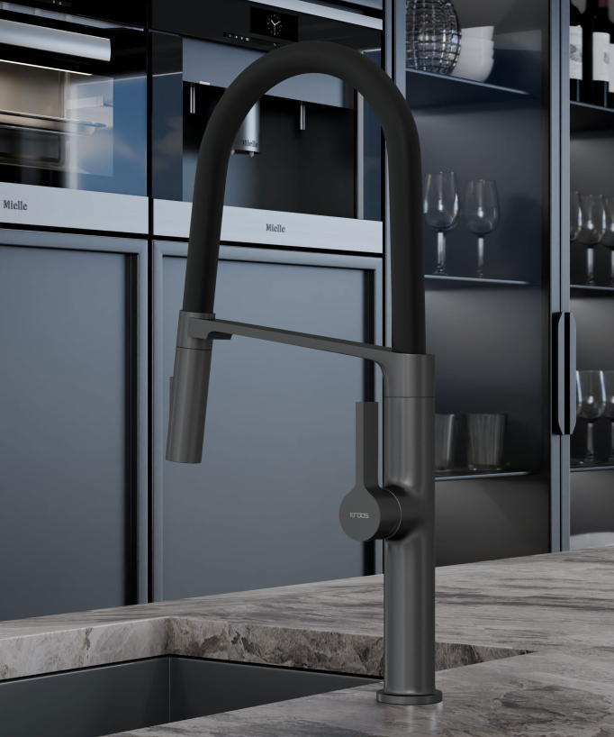 Moderne Küchenarmatur mit Brause – Gunmetal