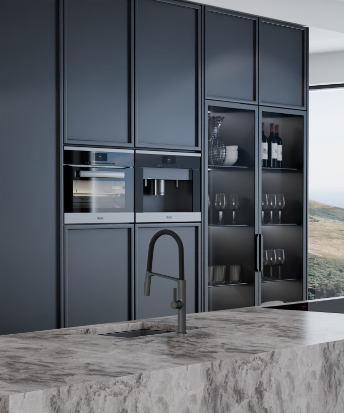 Moderne Küchenarmatur mit Brause – Gunmetal
