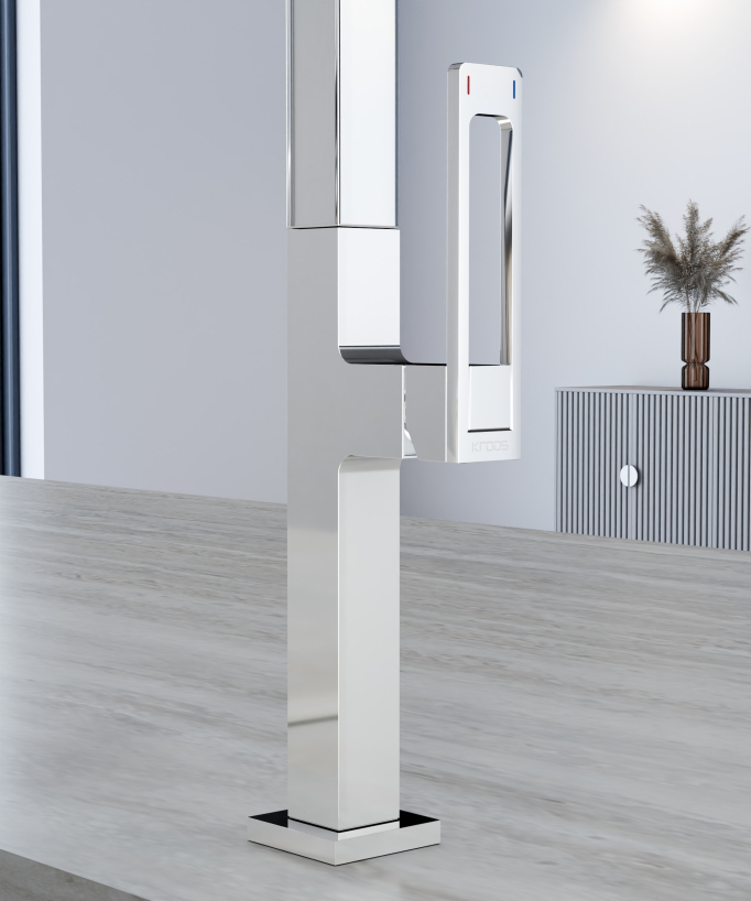 Moderner Hochdruck-Küchenarmatur mit Ausziehbrause – Chrom