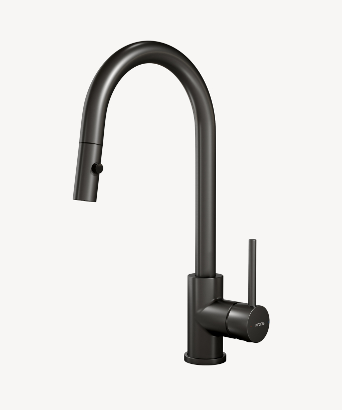 Moderne Küchenarmatur mit herausziehbarer Handbrause - Gun Metal - Corbeau
