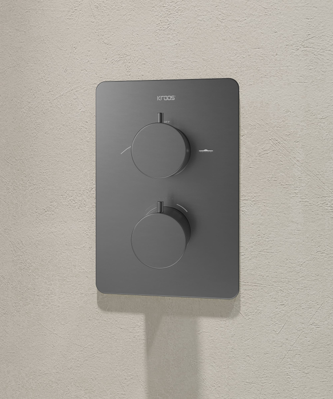 Unterputz-Thermostat-Duschen-Set Gun Metal – Fiumina