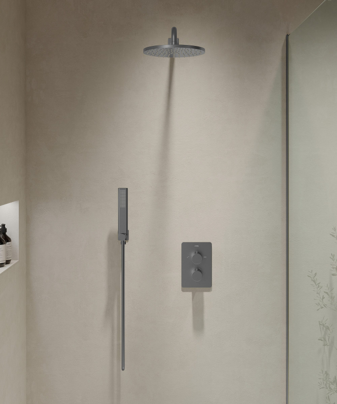 Unterputz-Thermostat-Duschen-Set Gun Metal – Fiumina