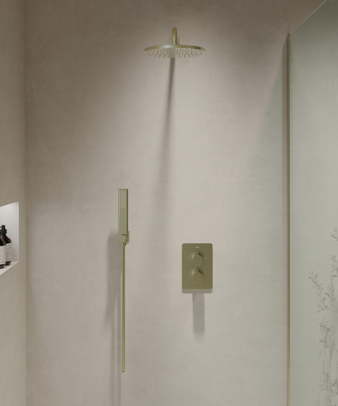 Unterputz Dusch-Thermostat-Set, gebürstetes Gold – Fiumina