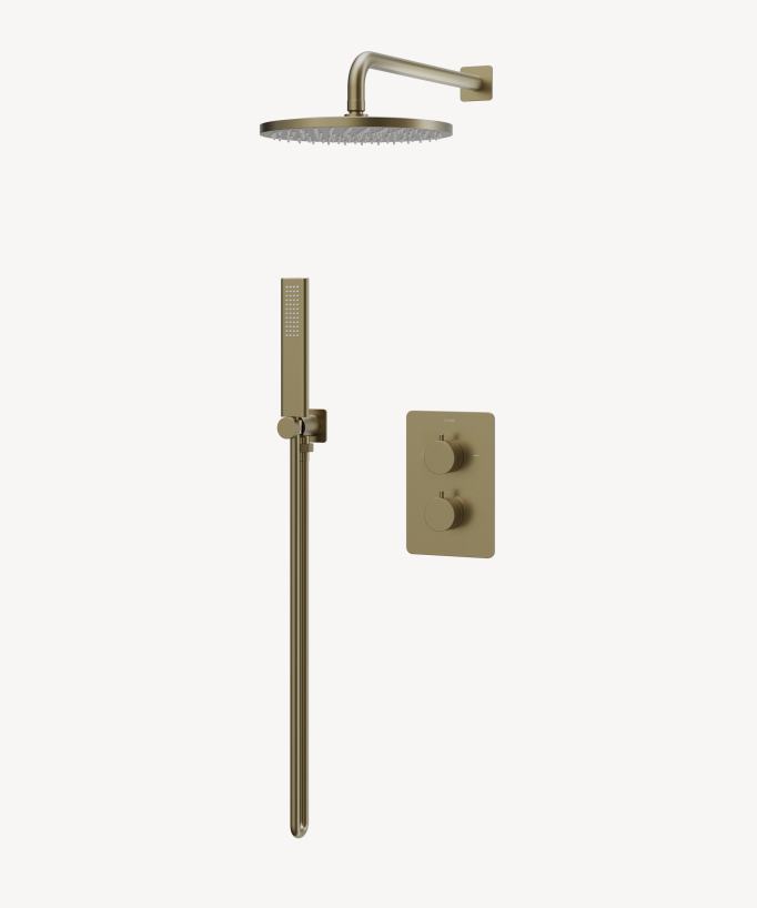 Unterputz Dusch-Thermostat-Set, gebürstetes Gold – Fiumina