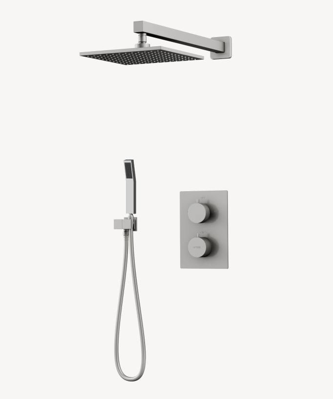 Unterputz-Thermostat-Duschsäule, gebürstetes Nickel - Sirius