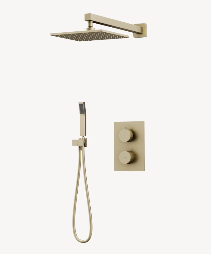 Unterputz-Thermostat-Duschsäule gebürstetes Gold - Sirius