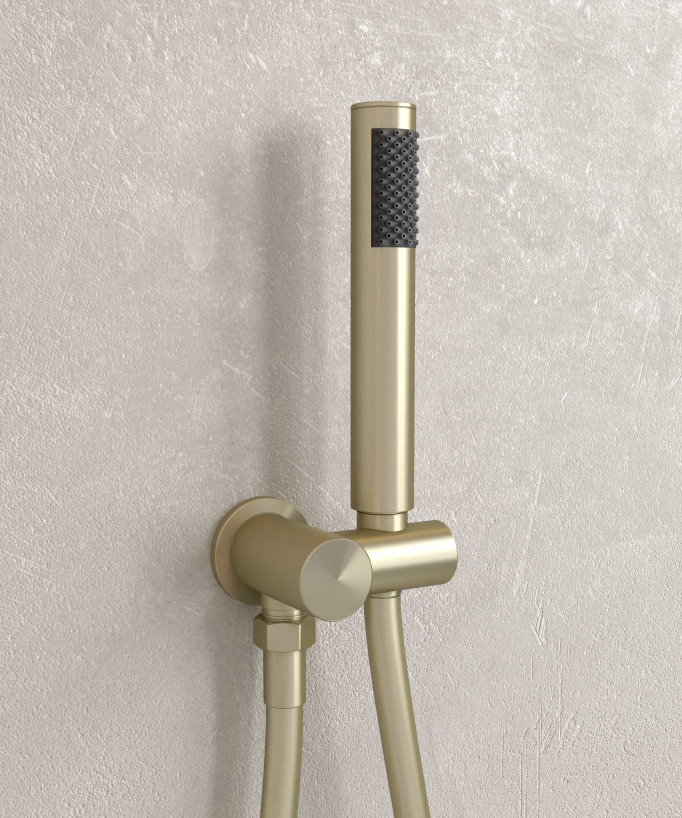 Moderner Unterputz-Duschset Regenstrahl gebürstetes Gold – Corbeau