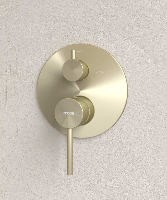 Moderner Unterputz-Duschset Regenstrahl gebürstetes Gold – Corbeau