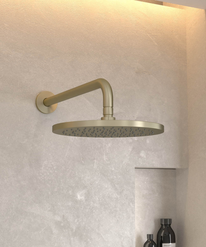 Moderner Unterputz-Duschset Regenstrahl gebürstetes Gold – Corbeau