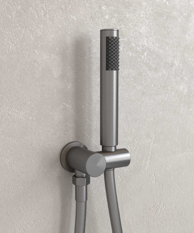 Modernes Unterputz-Duschset Regenstrahl Gun Metal - Corbeau
