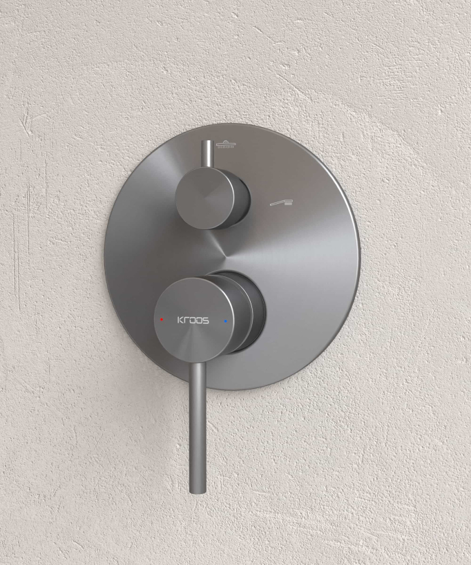 Modernes Unterputz-Duschset Regenstrahl Gun Metal - Corbeau