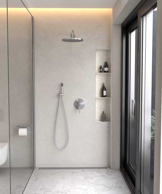 Moderner Unterputz-Duscharmatur-Set Regenbrause gebürstetes Nickel - Corbeau