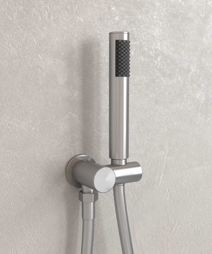 Moderner Unterputz-Duscharmatur-Set Regenbrause gebürstetes Nickel - Corbeau