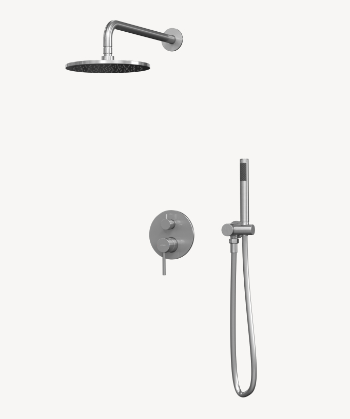 Moderner Unterputz-Duscharmatur-Set Regenbrause gebürstetes Nickel - Corbeau