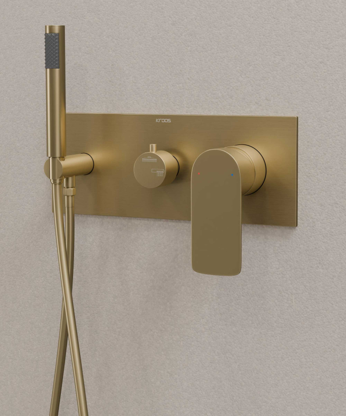 Unterputz-Duschsystem Zwei Funktionen Gebürstetes Gold - Nunki