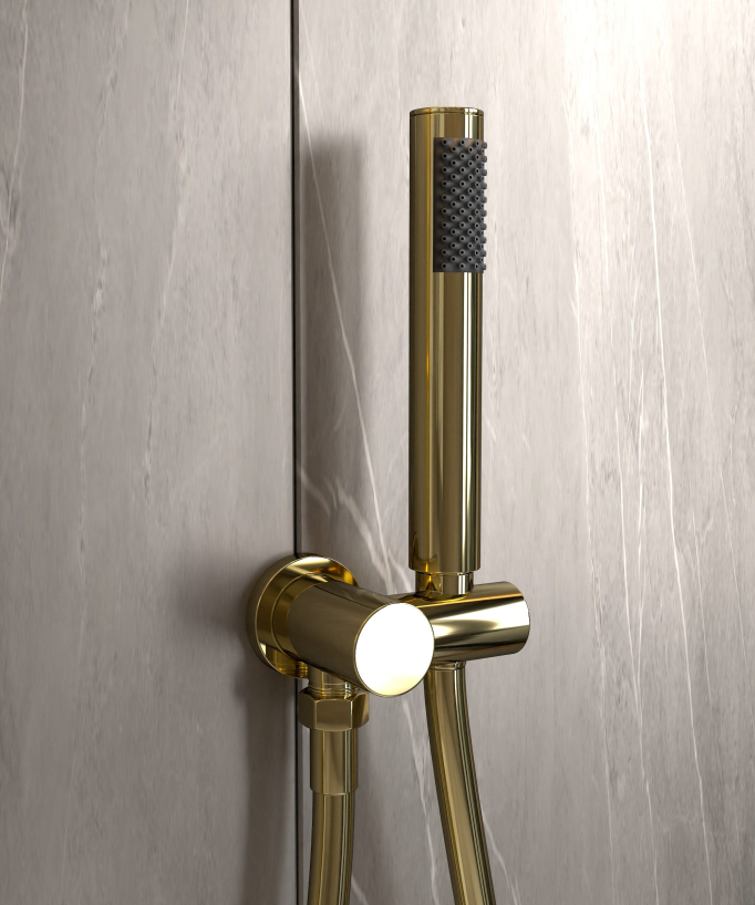 Unterputz-Duschset Regenstrahl modern Gold - Corbeau