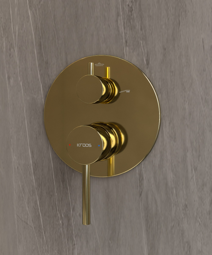 Unterputz-Duschset Regenstrahl modern Gold - Corbeau