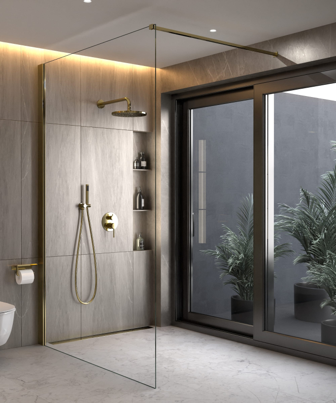 Unterputz-Duschset Regenstrahl modern Gold - Corbeau