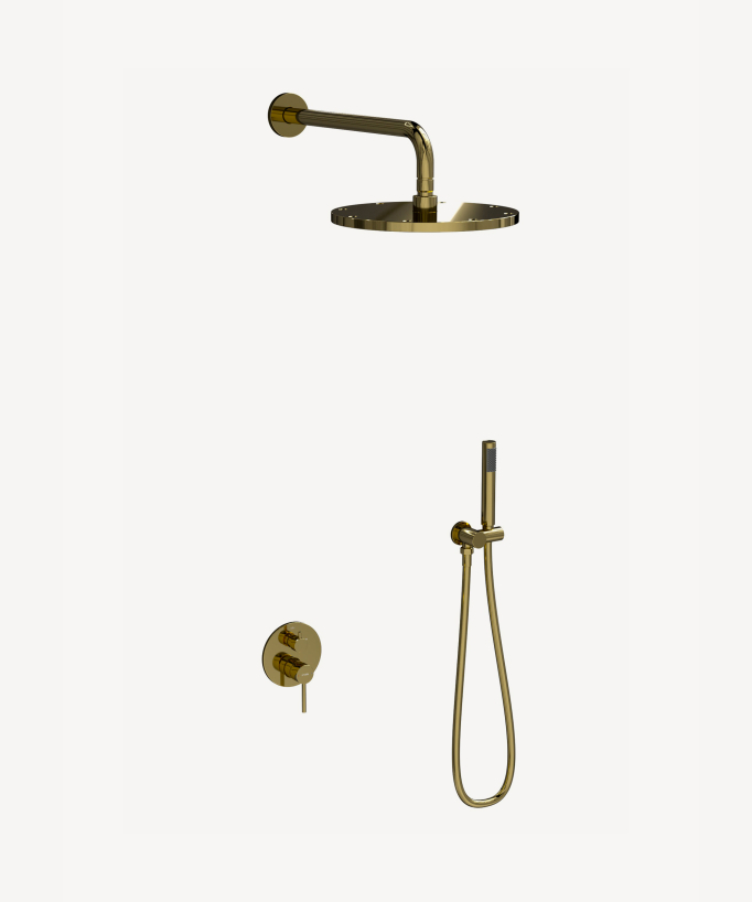 Unterputz-Duschset Regenstrahl modern Gold - Corbeau