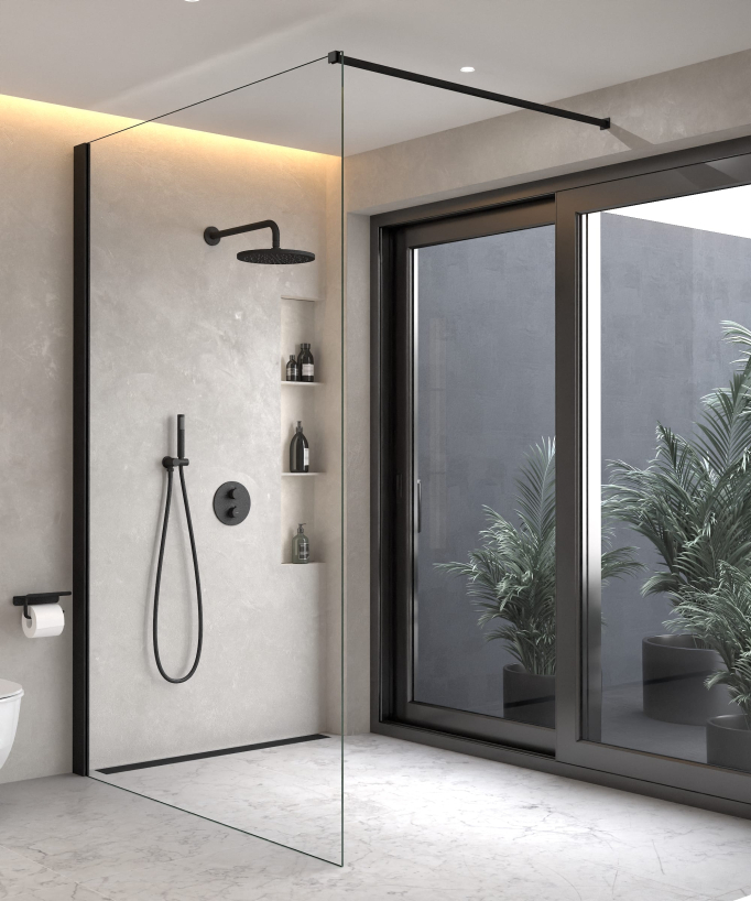 Unterputz-Duschsystem Thermostat Regendusche Antikalk Schwarz – Corbeau