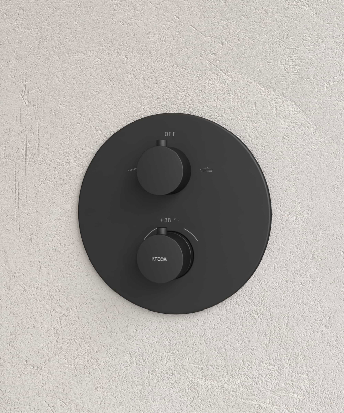 Unterputz-Duschsystem Thermostat Regendusche Antikalk Schwarz – Corbeau