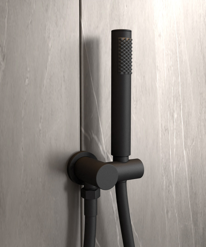 Unterputz-Duschset modern Regenstrahl Schwarz – Corbeau