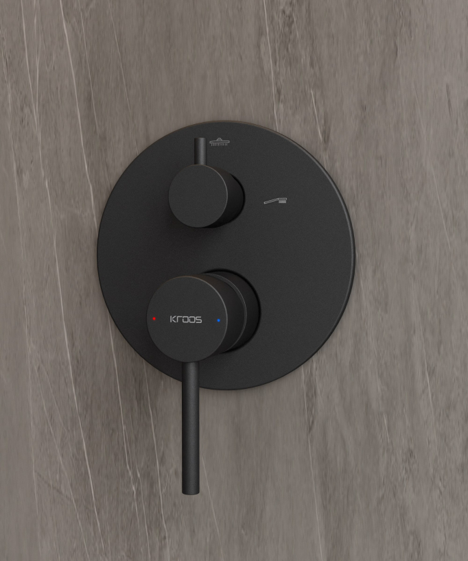 Unterputz-Duschset modern Regenstrahl Schwarz – Corbeau