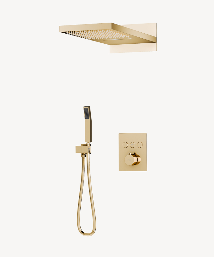 Unterputz-Duschsystem Thermostat 3 Funktionen Gold - Sirius