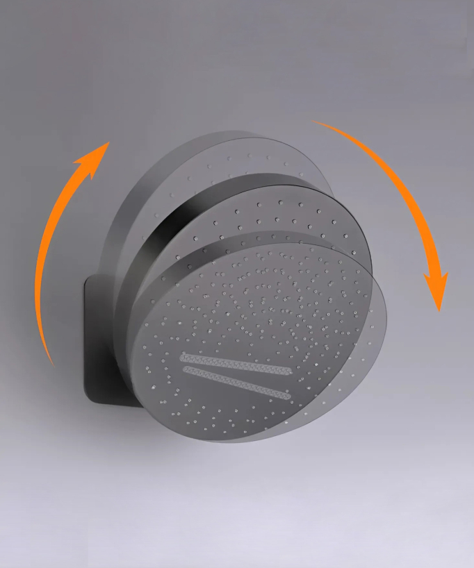 Unterputz-Duscharmatur-Set mit Regenduschkopf und Schwallauslauf - Gunmetal