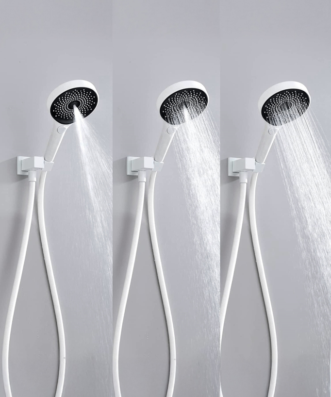 Unterputz-Duscharmatur-Set mit Regenduschkopf und Schwallauslauf - Weiß