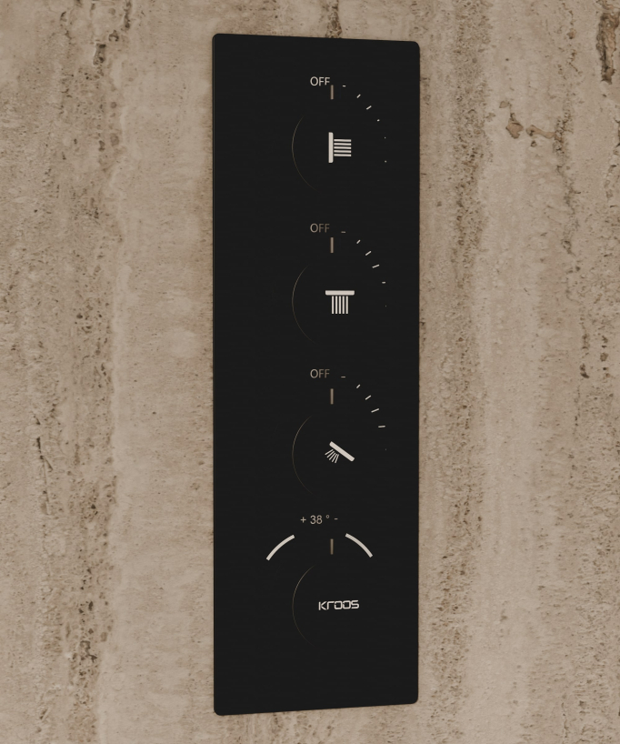 Thermostatisches Decken-Duschsystem 500 mm, 3 Körperdüsen Schwarz – Sirius