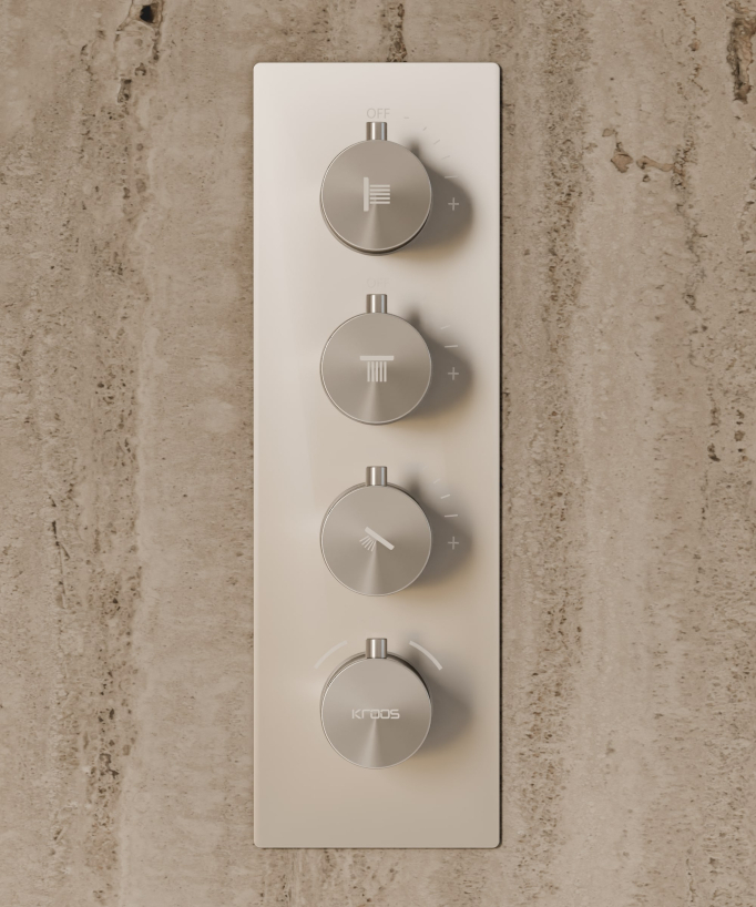 Thermostatisches Unterputz-Duschsystem Decke 500 mm, 3 Körperdüsen Nickel gebürstet - Sirius