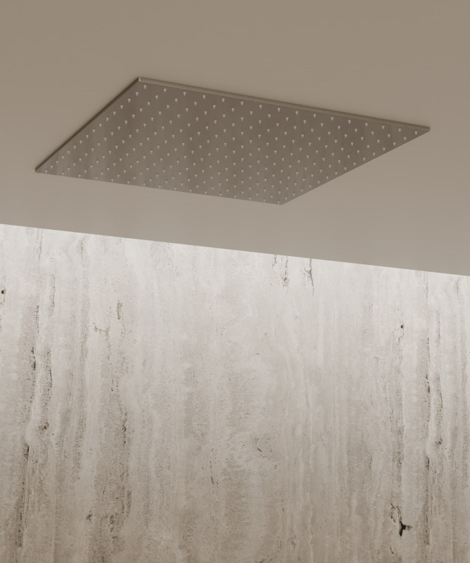 Thermostatisches Unterputz-Duschsystem Decke 500 mm, 3 Körperdüsen Nickel gebürstet - Sirius