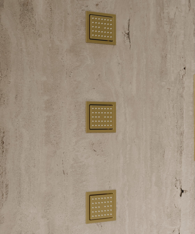 Thermostatischer Decken-Einbauduschhimmel 500 mm, 3 Körperdüsen Gebürstetes Gold - Sirius