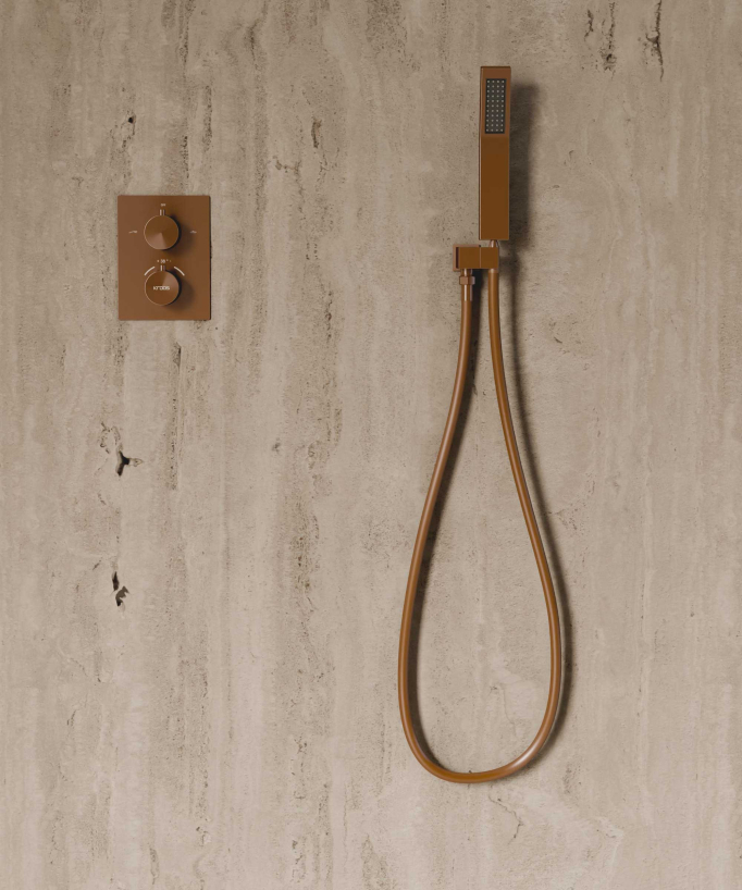 Deckenintegriertes Unterputz-Thermostat-Duschsystem – Gebürstetes Roségold