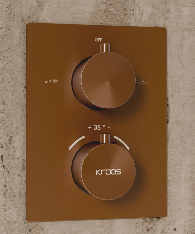 Deckenintegriertes Unterputz-Thermostat-Duschsystem – Gebürstetes Roségold